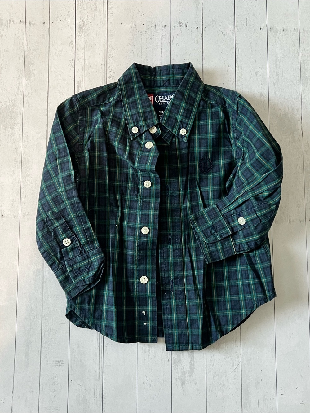 Chaps Baby Boy Green Plaid Top